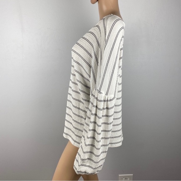 NEW FRENCH CONNECTION STRIPED BALLOON SLEEVE TOP - Picture 5 of 8